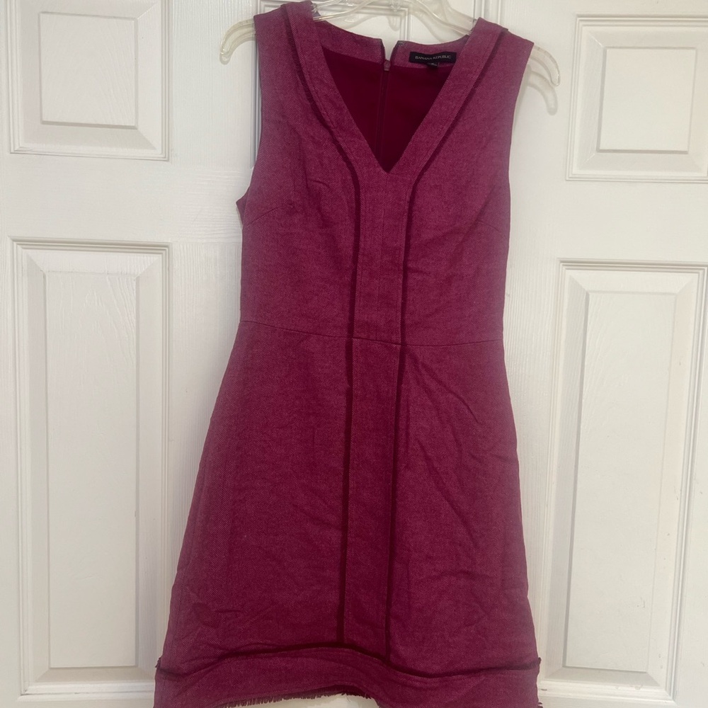 Banana Republic Herringbone Fringe 6 Wool blend office work Sheath‎ Dress smart - Picture 2 of 10